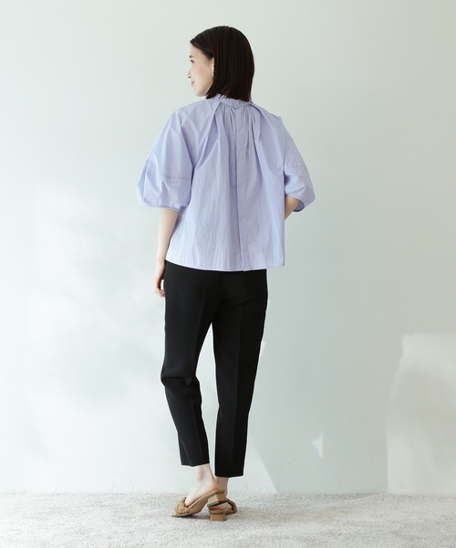 N.（N. Natural Beauty Basic）（エヌエヌナチュラルビューティーベーシック）の「◆スタンドカラードルマンスリーブブラウス（シャツ/ブラウス・レディース・パープル/グレー・MEDIUM）」の6枚目の写真