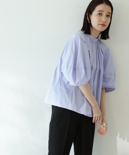 N.（N. Natural Beauty Basic）（エヌエヌナチュラルビューティーベーシック）の「◆スタンドカラードルマンスリーブブラウス（シャツ/ブラウス・レディース・パープル/グレー・MEDIUM）」の7枚目の写真