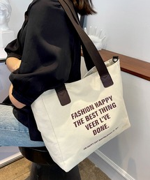 florist（フローリスト）の「【A4対応】英字プリントの配色カジュアルトートバッグ/ショルダーバッグ（トートバッグ）」