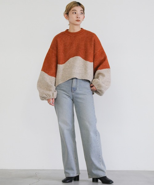 public tokyo モヘア ボリュームスリーブ ニット サックス PUBLIC TOKYO（パブリックトウキョウ）の「モヘアボリュームスリーブ