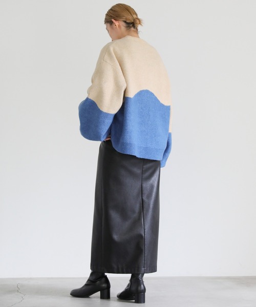 ニット セーター ツートンボリュームスリーブニット レディース select MOCA（セレクトモカ）の「ツートンボリュームスリーブ