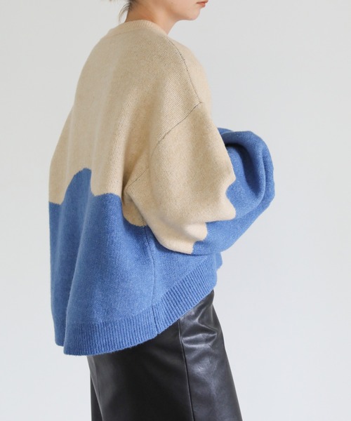 select MOCA（セレクトモカ）の「ツートンボリュームスリーブニット（ニット/セーター・レディース・ピンク/オレンジ/ブルー/グリーン/グレー・FREE）」の9枚目の写真