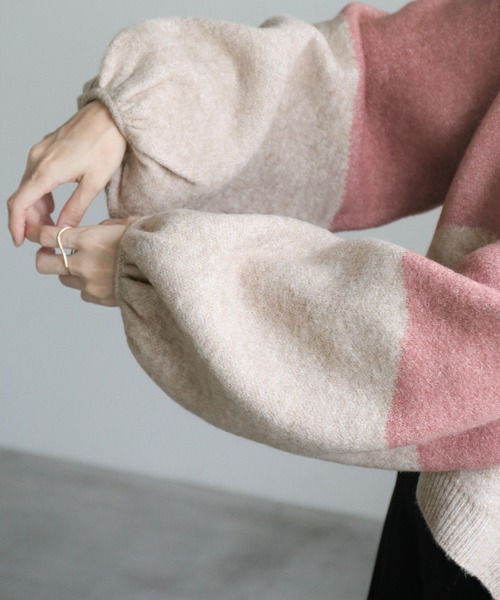 select MOCA（セレクトモカ）の「ツートンボリュームスリーブニット（ニット/セーター・レディース・ピンク/オレンジ/ブルー/グリーン/グレー・FREE）」の19枚目の写真