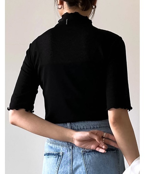 Re:EDIT（リエディ）の「前後2WAYシアーネットハイネックトップス（Tシャツ/カットソー・レディース・オフホワイト/ブラック/パープル/グリーン・MEDIUM）」の8枚目の写真