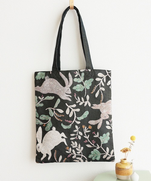 松尾ミユキ（マツオミユキ）の「松尾ミユキ/トートバッグ/動物＆植物（トートバッグ・レディース・ベージュ/グレー/ブルー/グリーン/ベージュ系その他/ブラック/グレー系その他・ONE SIZE）」の2枚目の写真