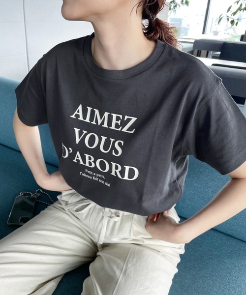 LOWRYS FARM(ローリーズファーム)の「プリントTシャツ 344675(Tシャツ/カットソー・レディース・ホワイト/グレー/グリーン/アイボリー・FREE)」の3枚目の写真