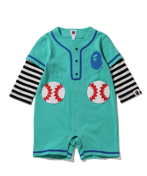 A BATHING APE（アベイシングエイプ）の「HOOP BASEBALL SHIRT LAYERED ROMPERS KB（ロンパース