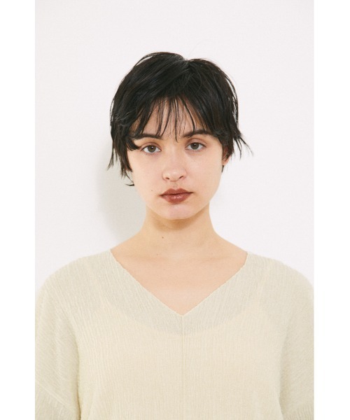 BLACK BY MOUSSY(ブラックバイマウジー)の「shirring cut tops(シャーリングカットトップス)(Tシャツ/カットソー・レディース・イエロー/ホワイト/ブラック・FREE)」の12枚目の写真