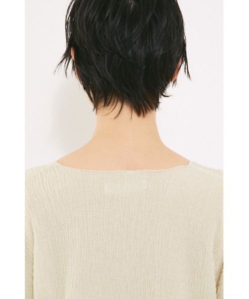 BLACK BY MOUSSY(ブラックバイマウジー)の「shirring cut tops(シャーリングカットトップス)(Tシャツ/カットソー・レディース・イエロー/ホワイト/ブラック・FREE)」の13枚目の写真