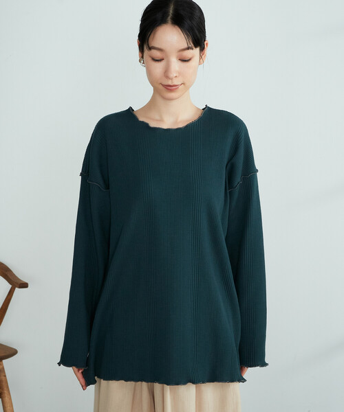 ONIGIRI(オニギリ)の「変形ワッフル プルオーバー(Tシャツ/カットソー・レディース・ベージュ/ブラウン/オフホワイト/グリーン・FREE)」の14枚目の写真