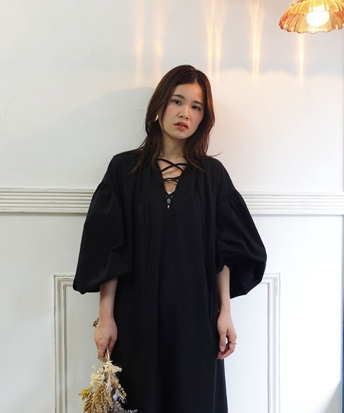 CORNERS(コーナーズ)の「ボリューム袖スピンドルカフタンワンピース(ワンピース・レディース・ブラック/ブラウン/アイボリー系/オレンジ/ベージュ・L/M)」の9枚目の写真