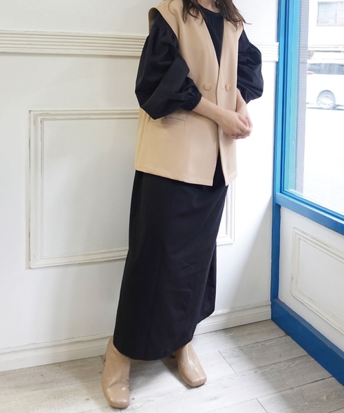 CORNERS(コーナーズ)の「ボリューム袖スピンドルカフタンワンピース(ワンピース・レディース・ブラック/ブラウン/アイボリー系/オレンジ/ベージュ・L/M)」の8枚目の写真