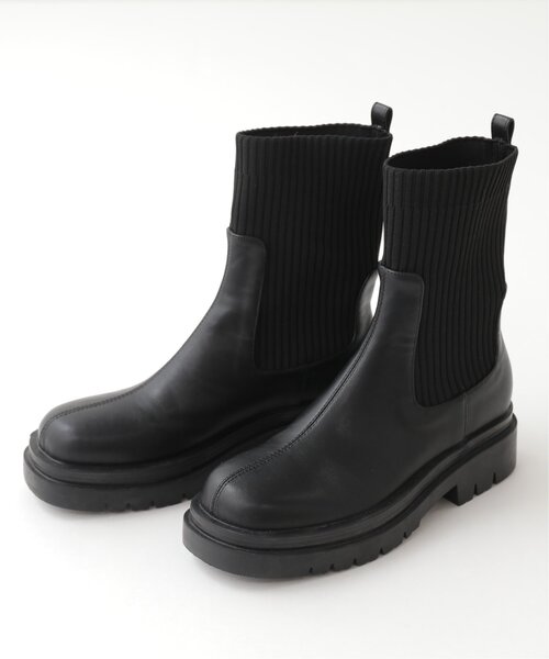 RAY CASSIN（レイカズン）の「M/L展開 ソックスショートブーツ（ブーツ・レディース・ブラック/カーキ・MEDIUM/LARGE）」の9枚目の写真