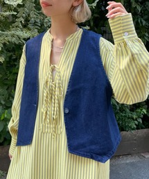 CIAOPANIC（チャオパニック）の「バックオープンデニムクロップドベスト（ベスト）」