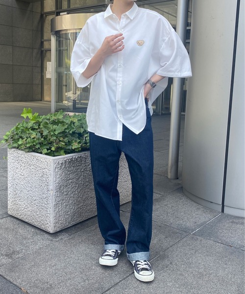 PairPair（ペアペア）の「【ペットとリンクコーデ】クマワッペンレギュラーシャツ（シャツ/ブラウス・メンズ・オフホワイト/マスタード・FREE）」の17枚目の写真