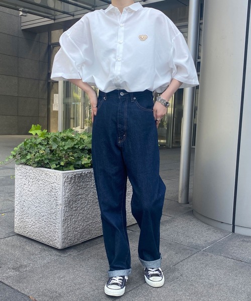 PairPair（ペアペア）の「【ペットとリンクコーデ】クマワッペンレギュラーシャツ（シャツ/ブラウス・メンズ・オフホワイト/マスタード・FREE）」の10枚目の写真