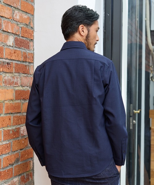 UNION STATION（ユニオンステーション）の「【EFFORTLESS】ストレッチドビーカッタウェイシャツ/スキッパーシャツ（シャツ/ブラウス・メンズ・ホワイト/ネイビー/ブルー・LL/M/L）」の5枚目の写真