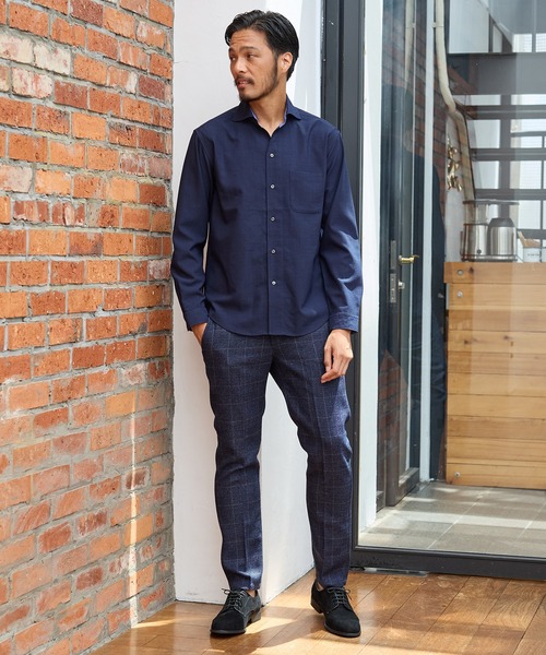 UNION STATION（ユニオンステーション）の「【EFFORTLESS】ストレッチドビーカッタウェイシャツ/スキッパーシャツ（シャツ/ブラウス・メンズ・ホワイト/ネイビー/ブルー・LL/M/L）」の10枚目の写真