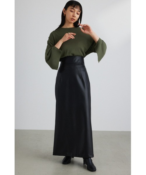 STYLEMIXER(スタイルミキサー)の「ハイストレッチフェイクレザースカート(スカート・レディース・アイボリー/ブラック/ブラウン・X-SMALL/SMALL/MEDIUM)」の8枚目の写真