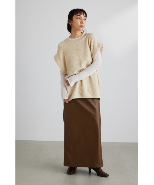 STYLEMIXER(スタイルミキサー)の「ハイストレッチフェイクレザースカート(スカート・レディース・アイボリー/ブラック/ブラウン・X-SMALL/SMALL/MEDIUM)」の9枚目の写真