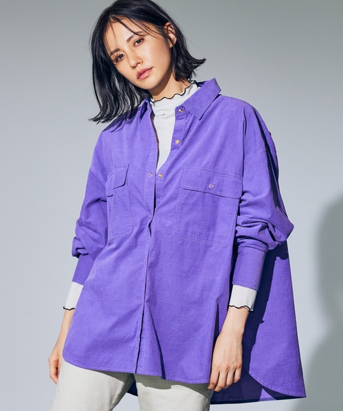 BARNYARDSTORM（バンヤードストーム）の「BARNYARDSTORM / 【WEB限定カラー展開】ライトコーディロイシャツ（シャツ/ブラウス・レディース・オフホワイト/チャコール/カーキ/ブルー/パープル・0/1/2）」の5枚目の写真