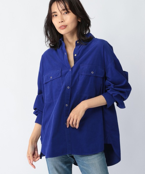 BARNYARDSTORM（バンヤードストーム）の「BARNYARDSTORM / 【WEB限定カラー展開】ライトコーディロイシャツ（シャツ/ブラウス・レディース・オフホワイト/チャコール/カーキ/ブルー/パープル・0/1/2）」の4枚目の写真