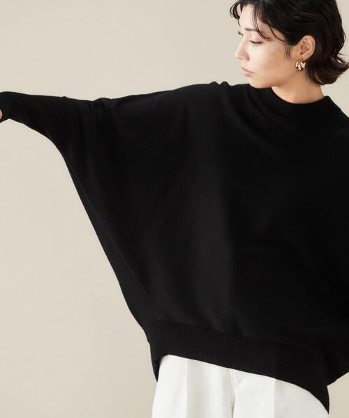 Liesse モックネック ドルマン ビッグ ニット プルオーバー ブラック Liesse モックネック ドルマン ビッグ ニット プルオーバー ブラック
