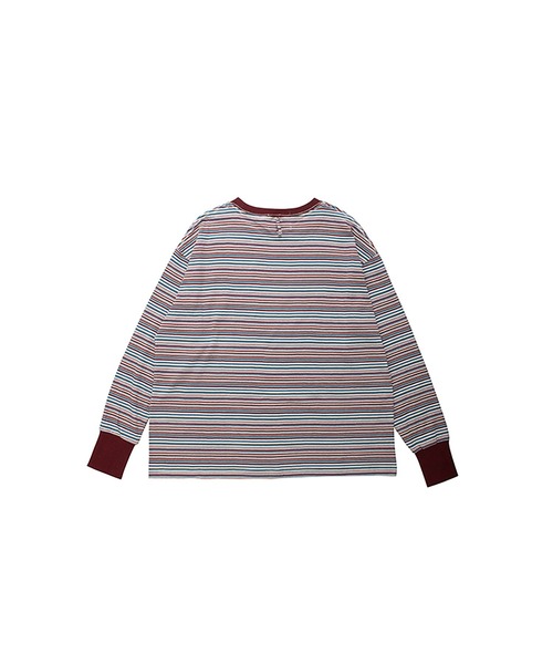 INTERPLAY(インタープレイ)の「【INTERPLAY x AYA】フィンガーホール マルチボーダー 長袖Teeシャツ(Tシャツ/カットソー・レディース・オレンジ/ブルー・FREE)」の8枚目の写真
