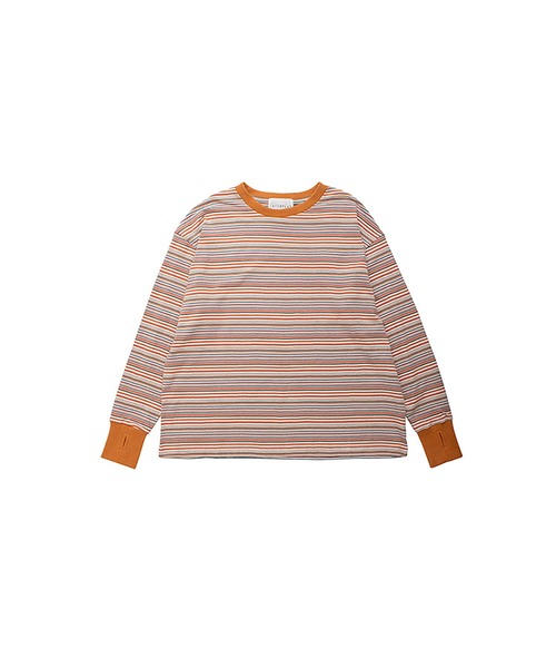 INTERPLAY(インタープレイ)の「【INTERPLAY x AYA】フィンガーホール マルチボーダー 長袖Teeシャツ(Tシャツ/カットソー・レディース・オレンジ/ブルー・FREE)」の12枚目の写真
