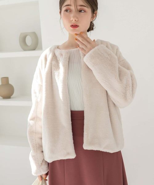 fifth（フィフス）の「ノーカラーファーブルゾン（ブルゾン・レディース・ライトベージュ/グレー/モカ・M）」の13枚目の写真