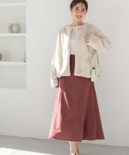 fifth（フィフス）の「ノーカラーファーブルゾン（ブルゾン・レディース・ライトベージュ/グレー/モカ・M）」の18枚目の写真