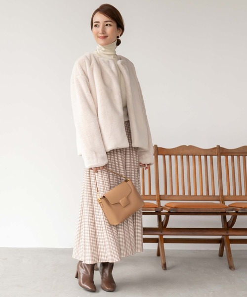 fifth（フィフス）の「ノーカラーファーブルゾン（ブルゾン・レディース・ライトベージュ/グレー/モカ・M）」の7枚目の写真