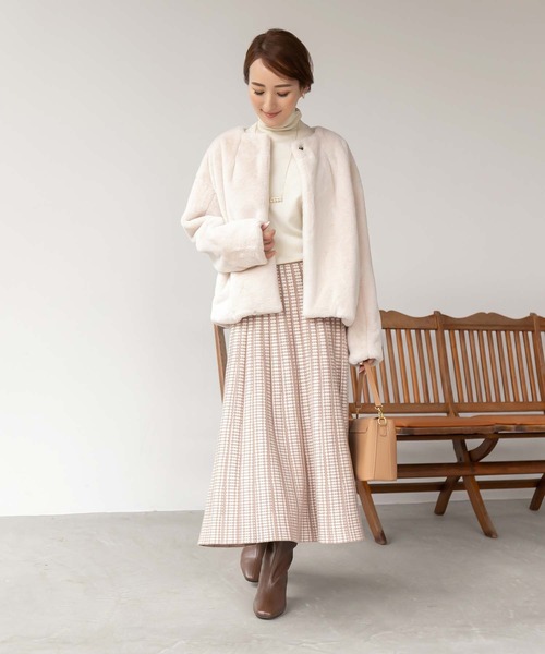 fifth（フィフス）の「ノーカラーファーブルゾン（ブルゾン・レディース・ライトベージュ/グレー/モカ・M）」の9枚目の写真