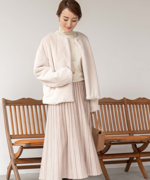 fifth（フィフス）の「ノーカラーファーブルゾン（ブルゾン・レディース・ライトベージュ/グレー/モカ・M）」の10枚目の写真