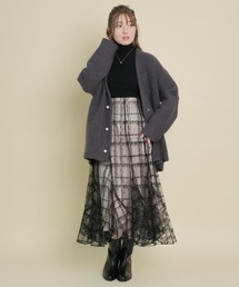 Apuweiser-riche】アプ♡FOX混ニットミドルコート チャコール