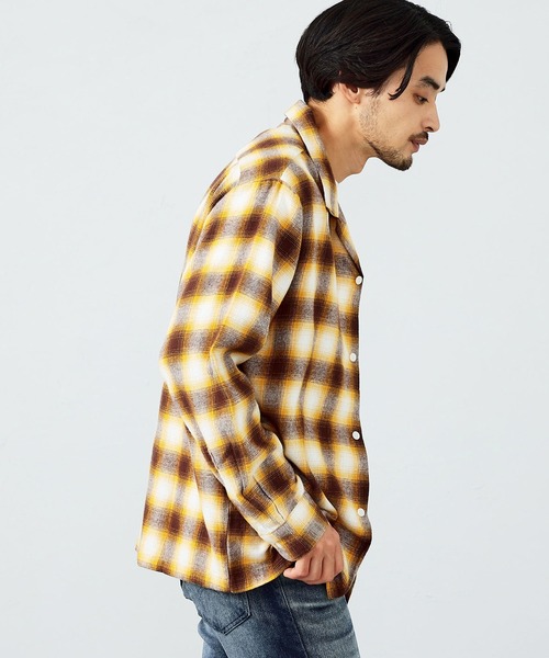 EDWIN(エドウィン)の「EDWIN エドウィン オンブレーチェックオープンカラーネルシャツ 長袖(シャツ/ブラウス・メンズ・ブラック/レッド/イエロー・MEDIUM/LARGE/X-LARGE/SMALL)」の7枚目の写真