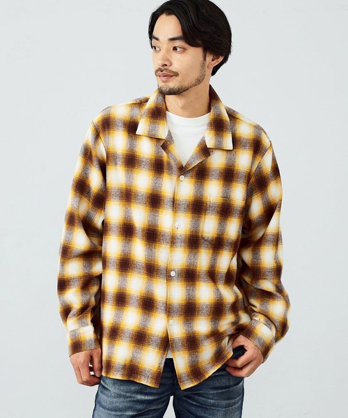 EDWIN(エドウィン)の「EDWIN エドウィン オンブレーチェックオープンカラーネルシャツ 長袖(シャツ/ブラウス・メンズ・ブラック/レッド/イエロー・MEDIUM/LARGE/X-LARGE/SMALL)」の11枚目の写真
