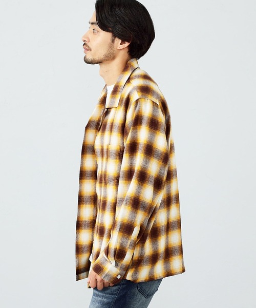 EDWIN(エドウィン)の「EDWIN エドウィン オンブレーチェックオープンカラーネルシャツ 長袖(シャツ/ブラウス・メンズ・ブラック/レッド/イエロー・MEDIUM/LARGE/X-LARGE/SMALL)」の8枚目の写真