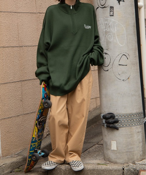 WEGO（ウィゴー）の「WEGO/スウェットライクハーフZIPワンポイントプル