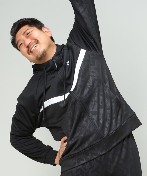 EXCELLENT FINE(エクセレント ファイン)の「ストレッチ ZIP パーカー(ジャージ・メンズ・ブラック/グリーン・X1(3L~4L)/X2(4L~5L)/X3(6L~7L)/X4(8L~9L)/X5(9L~10L))」の1枚目の写真