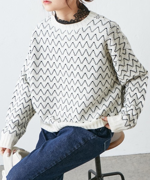 PUAL CE CIN(ピュアルセシン)の「【セットアップ対応】ニットジャガード2WAYカーディガン(ニット/セーター・レディース・アイボリー/その他1/その他2・FREE)」の3枚目の写真