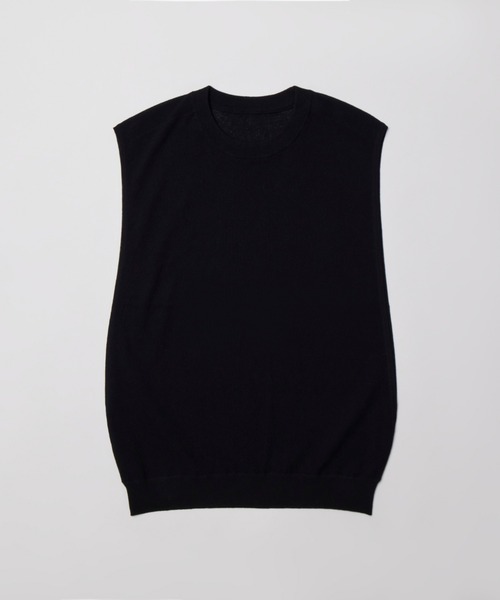 新品タグ付き　papier パピエ　Knit nosleeve black papier（パピエ）の「papier/パピエ/knit nosleeve（ベスト）」 - WEAR