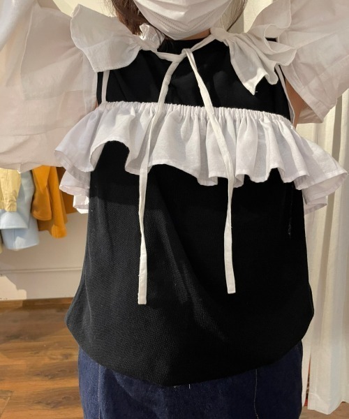 新品タグ付き　papier パピエ　Knit nosleeve black papier（パピエ）の「papier/パピエ/knit nosleeve（ベスト）」 - WEAR