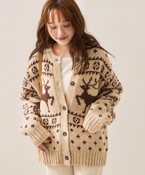 FREAK'S STORE（フリークスストア）の「鹿柄2wayニットカーディガン