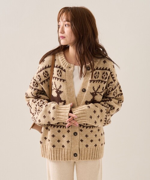 FREAK'S STORE（フリークスストア）の「鹿柄2wayニットカーディガン
