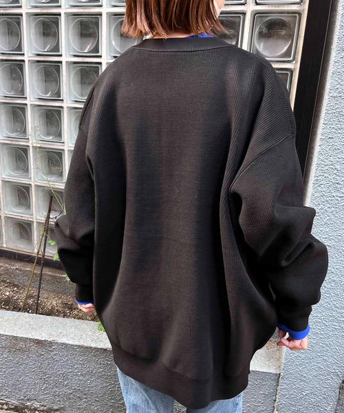 NO NEED（ノーニード）の「畦編みクルーネックカーディガン（カーディガン/ボレロ・メンズ・ブラック/ブルー/グリーン・ﾌﾘ-）」の8枚目の写真