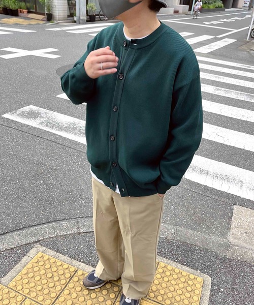 NO NEED（ノーニード）の「畦編みクルーネックカーディガン（カーディガン/ボレロ・メンズ・ブラック/ブルー/グリーン・ﾌﾘ-）」の10枚目の写真