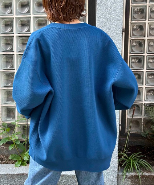 NO NEED（ノーニード）の「畦編みクルーネックカーディガン（カーディガン/ボレロ・メンズ・ブラック/ブルー/グリーン・ﾌﾘ-）」の15枚目の写真