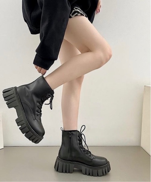 Burner(バーナー)の「【OKUOKU 0909】厚底 ラグソール レースアップブーツ oku-shoes-682225823348-37(ブーツ・レディース・B/D/A/C・36/40/38/39)」の3枚目の写真