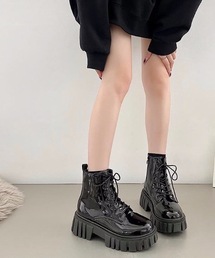 【OKUOKU　0909】厚底　ラグソール　レースアップブーツ　　oku-shoes-682225823348-37